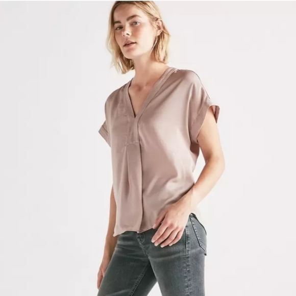 Lucky Brand V Neck Draped Blouse - Picture 2 of 8